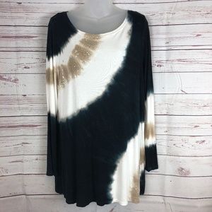 INC International Concepts Tie Dye Long Sleeve Top